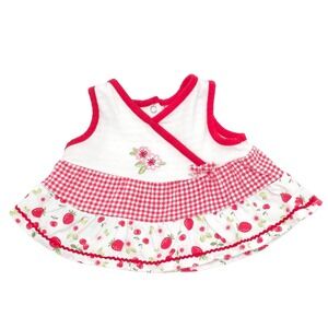 Vintage Vitamin Kids Sleeveless Dress Strawberry Gingham Floral Size6-9  Months